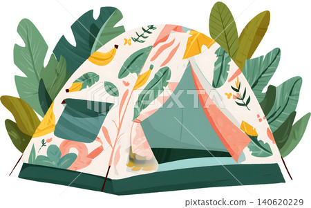 Cute Pattern Camping Tent Illustration Cute Pattern Camping Tent Illustration 140620229
