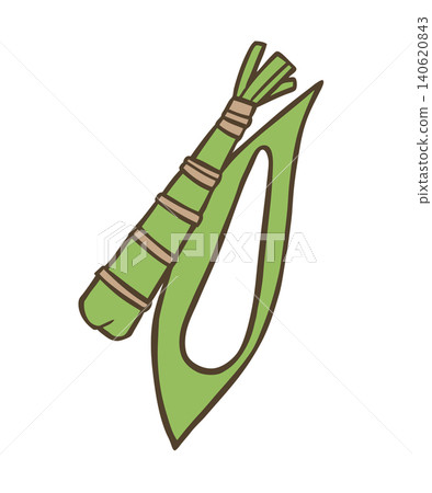 A simple illustration of a rice dumpling wrapped in bamboo leaves. A simple illustration of a rice dumpling wrapped in bamboo leaves. 140620843