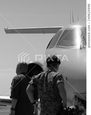 Japan Air Self-Defense Force officer and U-125A 140620996