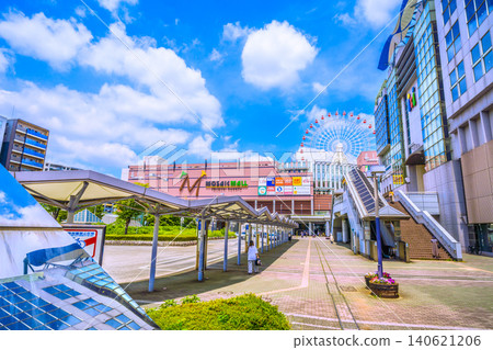 Unpleasant urban landscape of Yokohama, Japan... View from in front of Center Kita Station, overlooking Tsuzuki Hankyu, Mosaic Mall Kohoku, and the Ferris wheel = 19th Unpleasant urban landscape of Yokohama, Japan... View from in front of Center Kita Station, overlooking Tsuzuki Hankyu, Mosaic Mall Kohoku, and the Ferris wheel = 19th 140621206