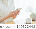 Young woman using a smartphone at home 140622448