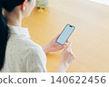 Young woman using a smartphone at home 140622456
