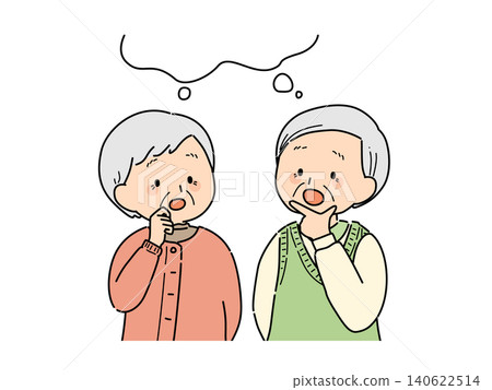 An illustration of a senior couple thinking together (Problem-solving series ②) An illustration of a senior couple thinking together (Problem-solving series ②) 140622514