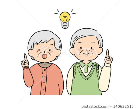 Illustration of a senior couple coming up with an idea (Problem-Solving Series ③) Illustration of a senior couple coming up with an idea (Problem-Solving Series ③) 140622515