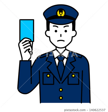 一名男警官手持交通罰單。 一名男警官手持交通罰單。 140622537
