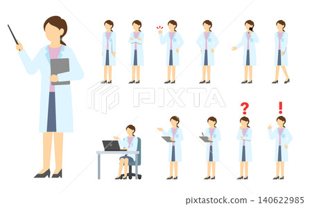 平面插畫:一群身穿白大褂的女性 平面插畫:一群身穿白大褂的女性 140622985