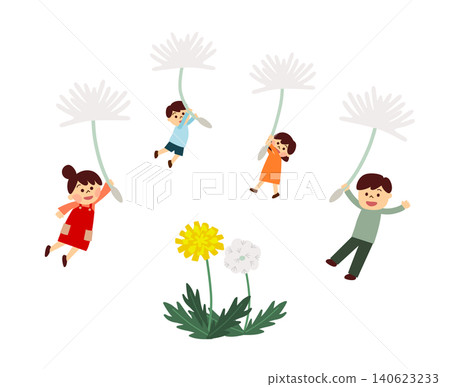 一家子飛翔,緊緊抓住蒲公英的絨毛。 一家子飛翔,緊緊抓住蒲公英的絨毛。 140623233
