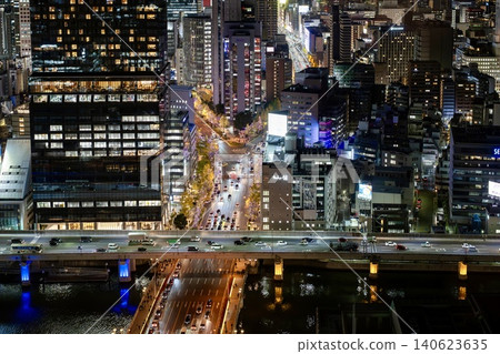 A spectacular night view from Yodoyabashi Sky Terrace A spectacular night view from Yodoyabashi Sky Terrace 140623635