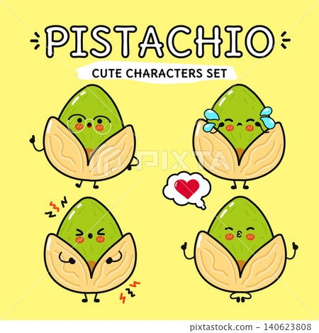 Pistachio characters expressing various emotions set Pistachio characters expressing various emotions set 140623808