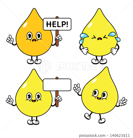 Yellow liquid drop character expressing emotions Yellow liquid drop character expressing emotions 140623811