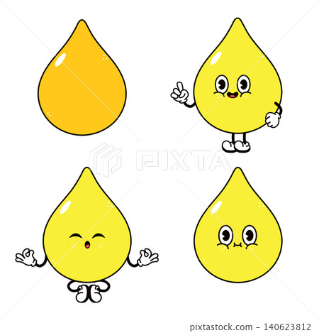 Yellow liquid drop character expressing various emotions Yellow liquid drop character expressing various emotions 140623812