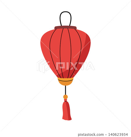 Traditional red Chinese paper lantern with tassel isolated vector illustration Traditional red Chinese paper lantern with tassel isolated vector illustration 140623934
