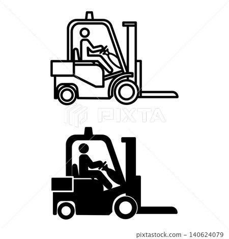 Forklift Icons. Vector Icon. Warehouse Transport for Moving Cargo. Multifunctional Self-Propelled Equipment Forklift Icons. Vector Icon. Warehouse Transport for Moving Cargo. Multifunctional Self-Propelled Equipment 140624079