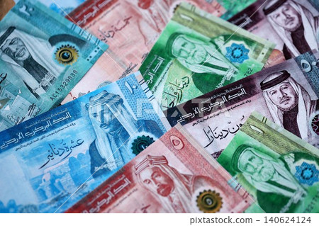 Jordanian Dinar currency money bills. JOD currency banknotes in stack Jordanian Dinar currency money bills. JOD currency banknotes in stack 140624124