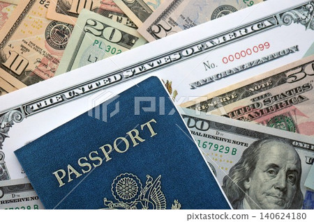 US Certificate of Naturalization with Passport on money bills US Certificate of Naturalization with Passport on money bills 140624180