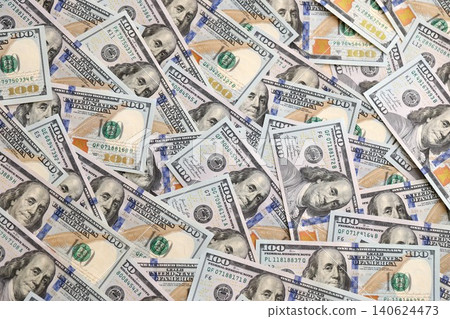 Big pile of new USD hundred dollar bills. Currency of United States of America in big amount Big pile of new USD hundred dollar bills. Currency of United States of America in big amount 140624473