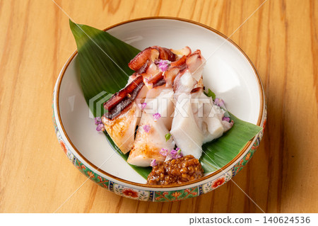 Savory grilled octopus infused with the aroma and flavor of Saikyo miso. Savory grilled octopus infused with the aroma and flavor of Saikyo miso. 140624536