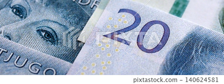Swedish krona paper banknotes pile on table. Sweden SEK currency money bills in big amount Swedish krona paper banknotes pile on table. Sweden SEK currency money bills in big amount 140624581