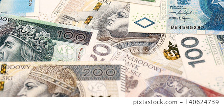 Big amount of polish zloty money bills banknotes close up. Huge pile of cash of Poland currency Big amount of polish zloty money bills banknotes close up. Huge pile of cash of Poland currency 140624739