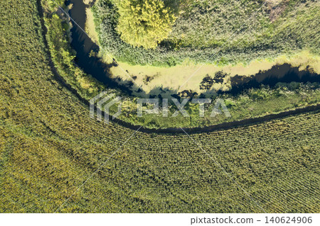 banks of a swampy river, aerial view banks of a swampy river, aerial view 140624906