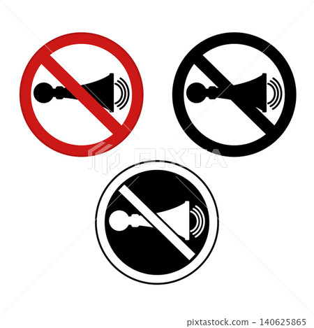 Signs Horn Prohibited. Warning Road Signs. Red, Black, and White Vector Icons Signs Horn Prohibited. Warning Road Signs. Red, Black, and White Vector Icons 140625865
