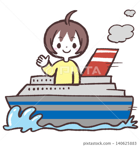 一幅描繪人們乘船旅行的插圖。 140625883