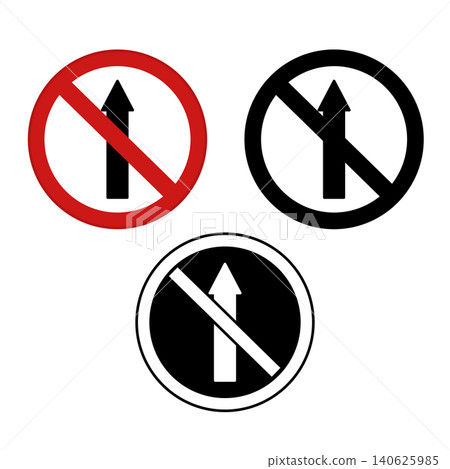 Signs No Entry. Warning Road Signs. Red, Black, and White Vector Icons Signs No Entry. Warning Road Signs. Red, Black, and White Vector Icons 140625985
