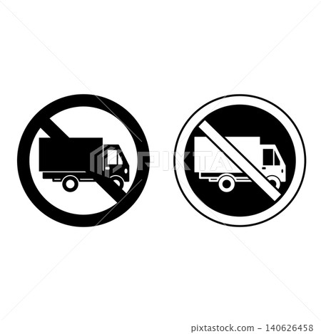 No Heavy Vehicles Signs. Vector Icon. Warning Road Sign No Heavy Vehicles Signs. Vector Icon. Warning Road Sign 140626458