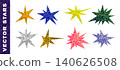 Glitter cut out stars set. Sparkle colorful irregular star paper clippings. Vintage stickers for collage and scrapbook. Gold, silver, blue, pink elements Vector illustration on transparent background 140626508