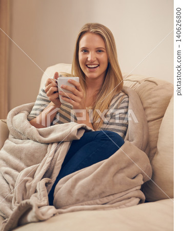 Happy, portrait and woman on a sofa with coffee break, relax or chilling on weekend in her home. Face, smile and female person in a living room with tea cup for resting, peaceful or me time in house Happy, portrait and woman on a sofa with coffee break, relax or chilling on weekend in her home. Face, smile and female person in a living room with tea cup for resting, peaceful or me time in house 140626800
