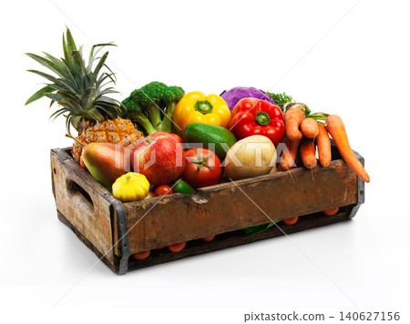 Studio, crate and fresh or organic agriculture for nutrition or wellbeing, ripe and raw ingredients for sustainability or eating. Vegetables, produce and healthy diet for vegan, wellness and protein. Studio, crate and fresh or organic agriculture for nutrition or wellbeing, ripe and raw ingredients for sustainability or eating. Vegetables, produce and healthy diet for vegan, wellness and protein. 140627156