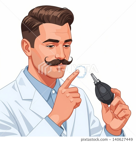 Barber Cleaning Powder Puff Bulb Flat Vector Illustration Barber Cleaning Powder Puff Bulb Flat Vector Illustration 140627449