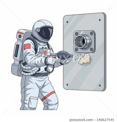 Astronaut Cleaning Radiator Fluid Coupler Socket Astronaut Cleaning Radiator Fluid Coupler Socket 140627545