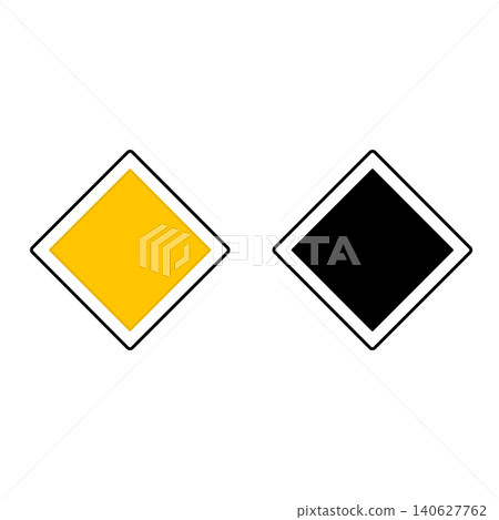 Signs Priority Road. Road Signs. Yellow Diamond. Black and White Vector Icons Signs Priority Road. Road Signs. Yellow Diamond. Black and White Vector Icons 140627762