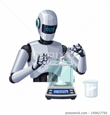 Chemist Robot Measuring Powder Chemist Robot Measuring Powder 140627792