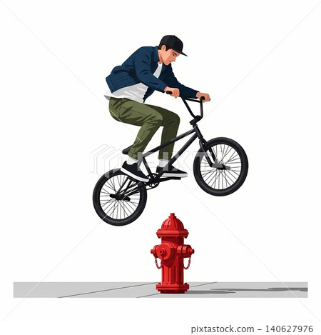 BMX Street Rider Bunny Hop Over Hydrant BMX Street Rider Bunny Hop Over Hydrant 140627976