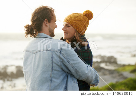 Hug, nature and couple with love, beach and happiness with weekend break and travel with adventure. Outdoor, romance or embrace with woman and man with date, seaside or summer with holiday or journey Hug, nature and couple with love, beach and happiness with weekend break and travel with adventure. Outdoor, romance or embrace with woman and man with date, seaside or summer with holiday or journey 140628015