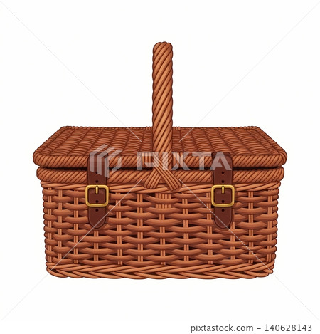 Closed Wicker Picnic Basket with Carrying Handle Closed Wicker Picnic Basket with Carrying Handle 140628143