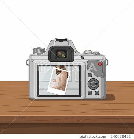 Digital Camera Displaying Baby Shower Photo On Screen 140628431