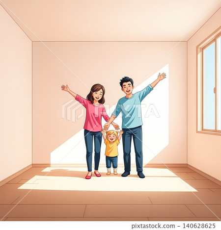 Happy Family in Empty Room of New Home 140628625