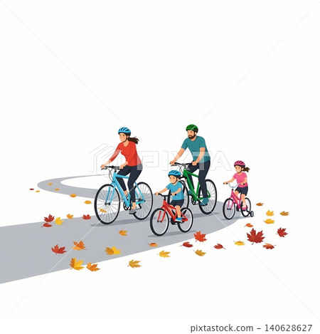 Family Cycling in Park 140628627