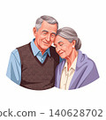 Elderly Couple Timeless Devotion Hug Flat Vector Illustration 140628702