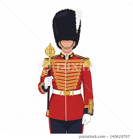 Military Band Drum Major with Gold Mace Baton Military Band Drum Major with Gold Mace Baton 140628707