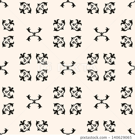 Simple minimalist geometric seamless pattern. Abstract monochrome minimal background with small floral shapes. Subtle repeat design for decor, print. Simple minimalist geometric seamless pattern. Abstract monochrome minimal background with small floral shapes. Subtle repeat design for decor, print. 140629065