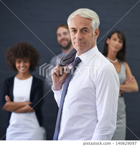 Mature businessman, portrait and confident for career, studio and manager on wall background. Male person, professional and proud of teamwork collaboration, leadership and CEO for startup company Mature businessman, portrait and confident for career, studio and manager on wall background. Male person, professional and proud of teamwork collaboration, leadership and CEO for startup company 140629097