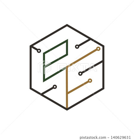 Modern cube logo featuring e and f 140629631