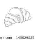 Croissant outline doodle hand drawn illustration, French traditional delicious puff pastry in form of crescent tasty bakery product symbol of breakfast perfect for bakery logo, cafe menu, design 140629885
