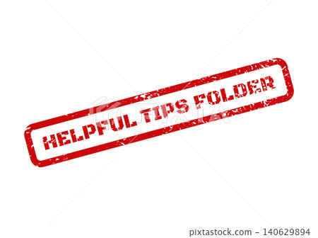 A red distressed rubber stamp with the words Helpful Tips Folder for digital organization A red distressed rubber stamp with the words Helpful Tips Folder for digital organization 140629894