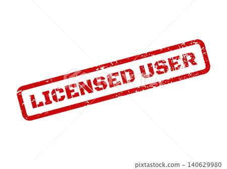 Digital red grunge stamp graphic with the phrase licensed user, denoting permission for product or software use 140629980