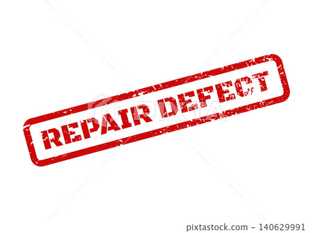 Distressed rectangular rubber stamp with the imperative text Repair Defect, highlighting a call for resolution Distressed rectangular rubber stamp with the imperative text Repair Defect, highlighting a call for resolution 140629991